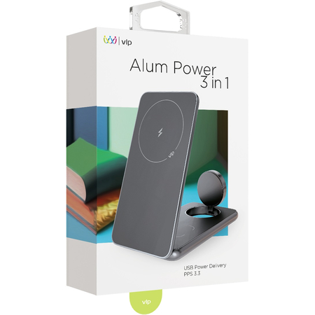 Беспроводное зарядное устройство VLP Alum Power 3 in 1, темно-серое, изображение 5