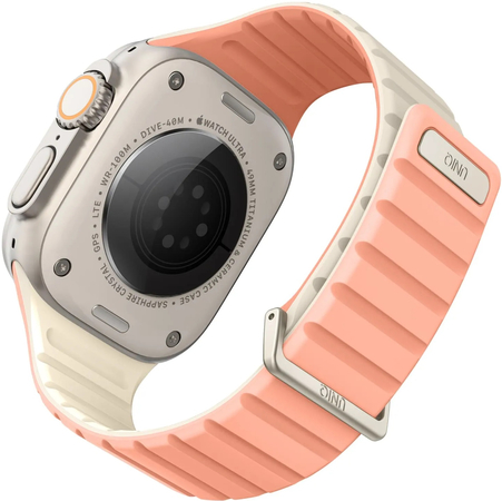 Ремешок для Apple Watch 49/45/44/42 mm Uniq Revix EVO reversible Magnetic Crepe Pink/Ivory, Цвет: Pink / Розовый, изображение 4