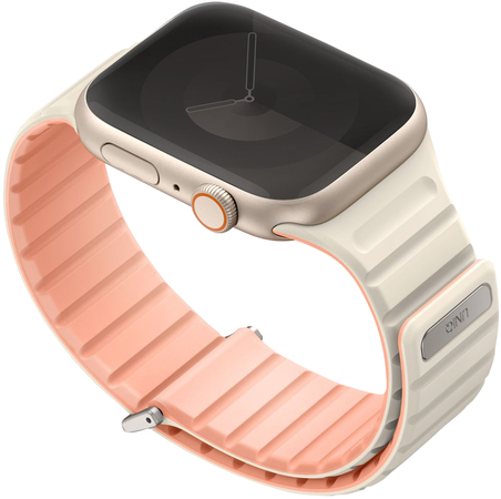 Ремешок для Apple Watch 49/45/44/42 mm Uniq Revix EVO reversible Magnetic Crepe Pink/Ivory, Цвет: Pink / Розовый, изображение 3