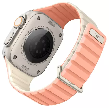 Ремешок для Apple Watch 49/45/44/42 mm Uniq Revix EVO reversible Magnetic Crepe Pink/Ivory, Цвет: Pink / Розовый, изображение 5