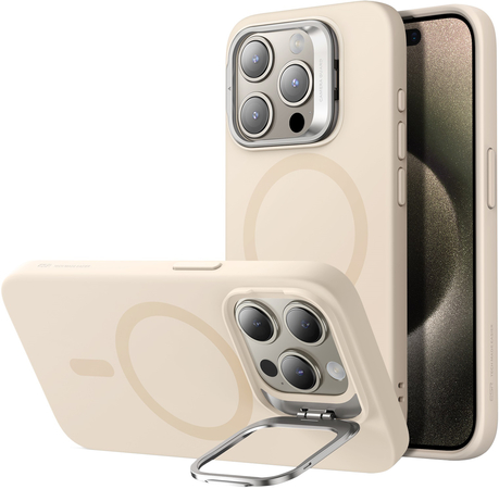 Защитный чехол ESR Cloud Soft Case with Stash Stand (HaloLock) MagSafe iPhone 15 Pro Beige