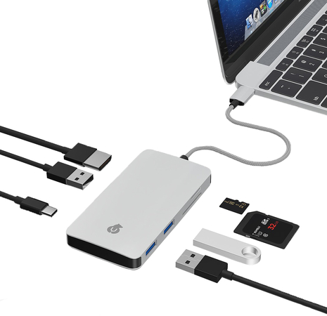 USB-хаб uBear Link Hub 7 in 1 для устройств с разъемом USB-C серебристый, Цвет: Silver / Серебристый, изображение 2