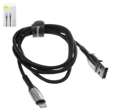 Кабель Baseus USB на Lightning Horizontal Data Cable, 1 м, Черный, изображение 3