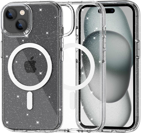 Защитный чехол Tech-Protect Flexair Hybrid Magsafe iPhone 15 Glitter Clear
