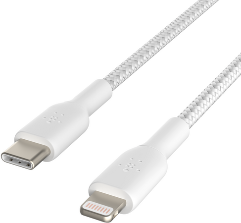 Кабель Belkin BoostCharge USB-C Braided Cable with Lightning Connector 2м белый, изображение 5