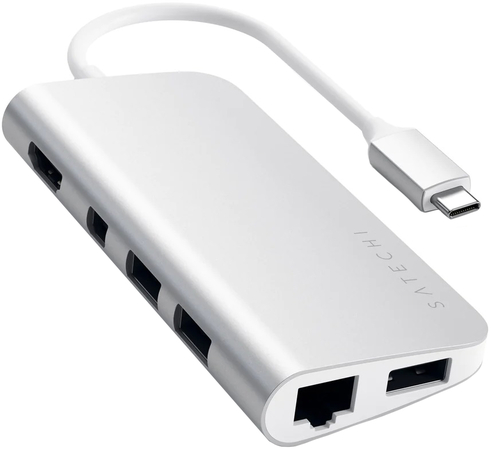 USB-хаб Satechi Aluminum Multimedia Adapter Type-C Silver, Цвет: Silver / Серебристый, изображение 3