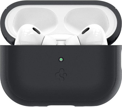 Защитный чехол Spigen Silicon Fit with Strap for AirPods Pro 1 / 2 Black/Phantom Green, изображение 3