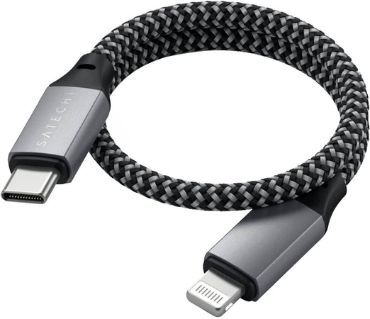 Кабель Satechi USB-C to Lightning MFI Cable 25см. Серый космос, изображение 4
