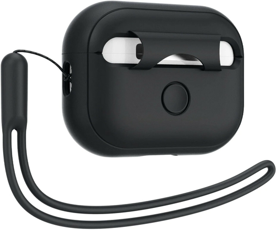 Защитный чехол Spigen Silicon Fit with Strap for AirPods Pro 1 / 2 Black, изображение 2