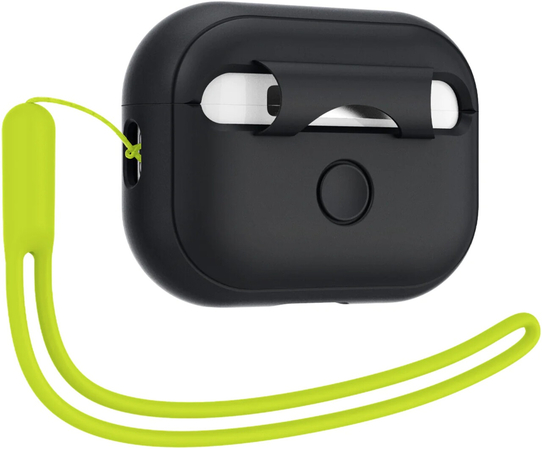 Защитный чехол Spigen Silicon Fit with Strap for AirPods Pro 1 / 2 Black/Phantom Green, изображение 4