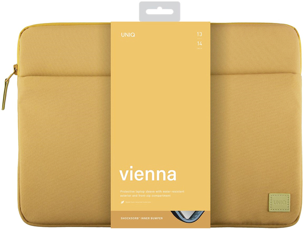 Чехол для ноутбуков 14" Uniq Vienna RPET fabric Laptop sleeve (ShockSorb) Canary Yellow, Цвет: Yellow / Желтый, изображение 3