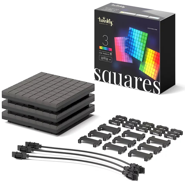 Панели со светодиодной подсветкой Twinkly Squares Gen II 3 панели, Количество панелей: 3 шт, Цвет: Black / Черный