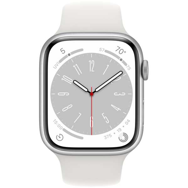 Apple Watch Series 8 45mm GPS Silver Aluminum Case with White Band, изображение 2
