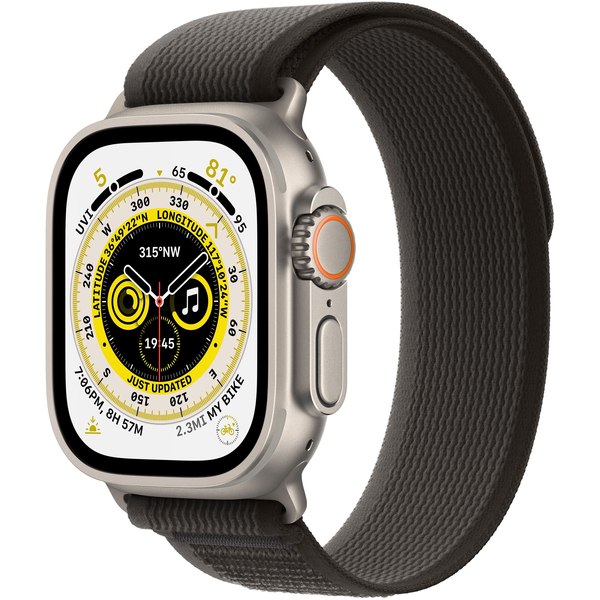Apple Watch Series Ultra 49mm Titanium Case With Black/Gray Trail Loop, Цвет: Black / Черный, Возможности подключения: GPS + Cellular