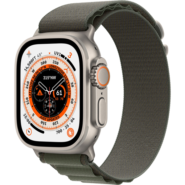 Apple Watch Series Ultra 49mm Titanium Case With Green Alpine Loop, Цвет: Green / Зеленый, Возможности подключения: GPS + Cellular