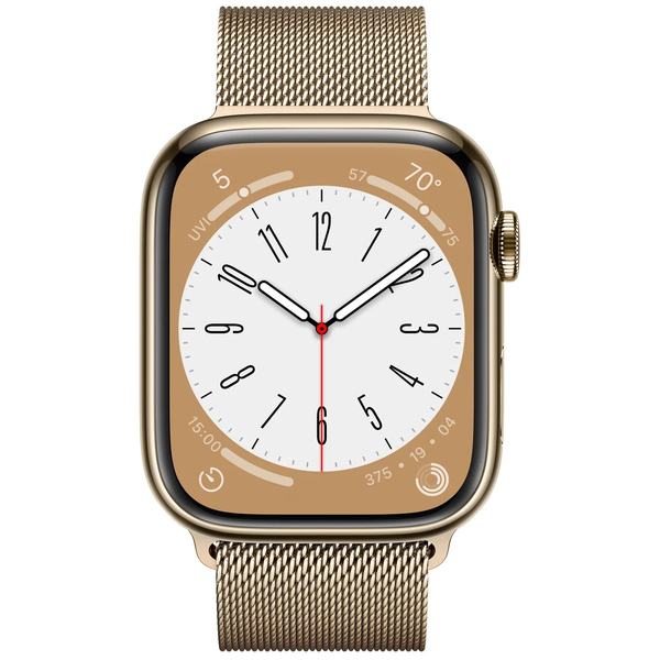 Apple Watch Series 8 41mm GPS+Cellular Gold Stainless Steel Case with Milanese Loop, Размер корпуса/ширина крепления: 41, Цвет: Gold / Золотой, Возможности подключения: GPS + Cellular, изображение 2