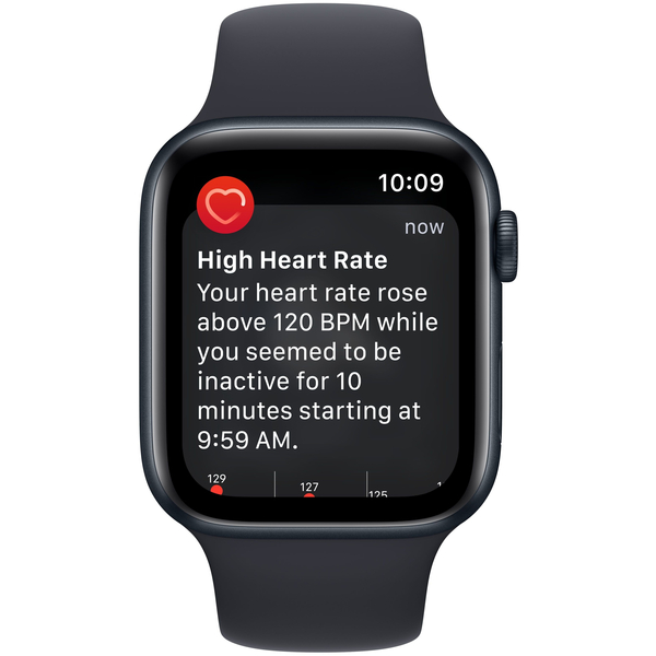 Apple Watch SE 2 44mm GPS Midnight Aluminum Case with Midnight Sport Band, Размер корпуса/ширина крепления: 44, Цвет: Midnight / Тёмная ночь, Возможности подключения: GPS, изображение 4