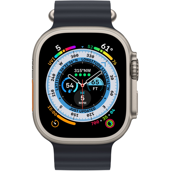 Apple Watch Series Ultra 49mm Titanium Case With Midnight Ocean Band, Цвет: Midnight / Тёмная ночь, Возможности подключения: GPS + Cellular, изображение 2
