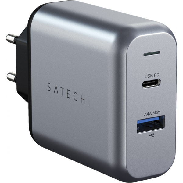 Сетевое зарядное устройство, Satechi, 30W Dual-Port Travel Charger, Grey