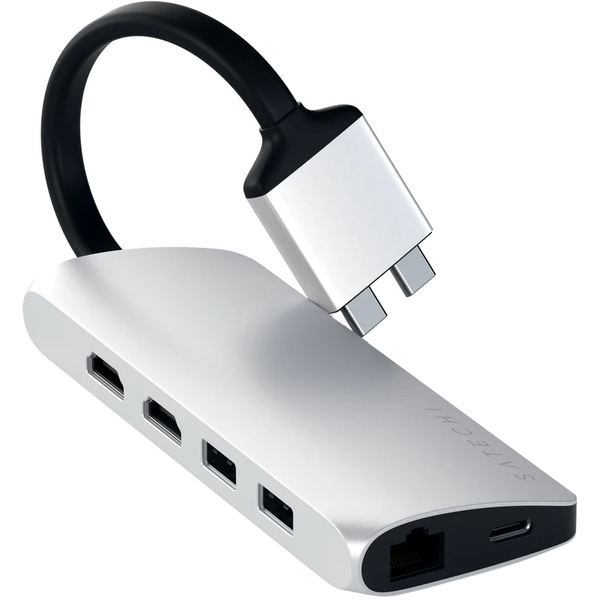 USB-хаб Satechi Type-C Dual Multimedia Adapter для Macbook с двумя портами USB-C Silver