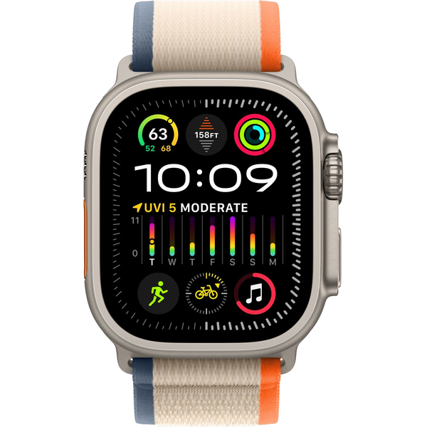 Apple Watch Ultra 2 49mm Titanium Case With Orange/Beige Trail Loop, Размер корпуса/ширина крепления: 49, Цвет: Beige / Бежевый, изображение 2