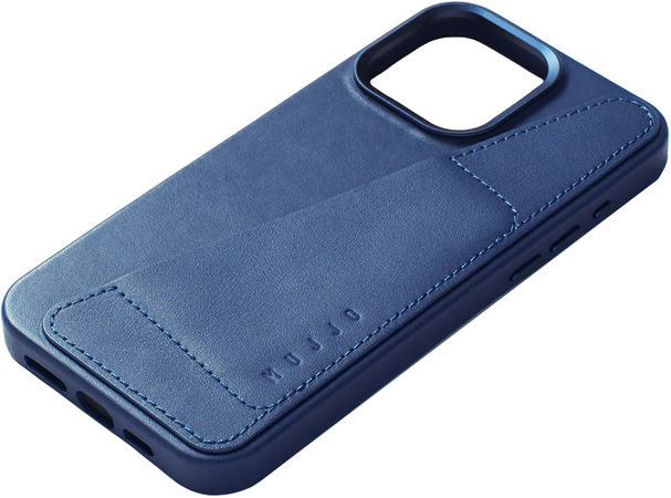 Чехол для iPhone 15 Pro Max Mujjo Full Leather Wallet Case Monaco Blue, Цвет: Blue / Синий, изображение 3