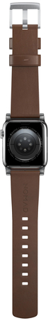 Ремешок Nomad Modern Band Leather Strap Brown, silver - Apple Watch 49mm/45mm, изображение 7