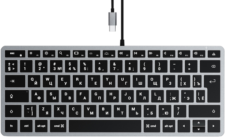 Клавиатура Satechi Slim W1 USB-C Wired Keyboard-RU Серый космос