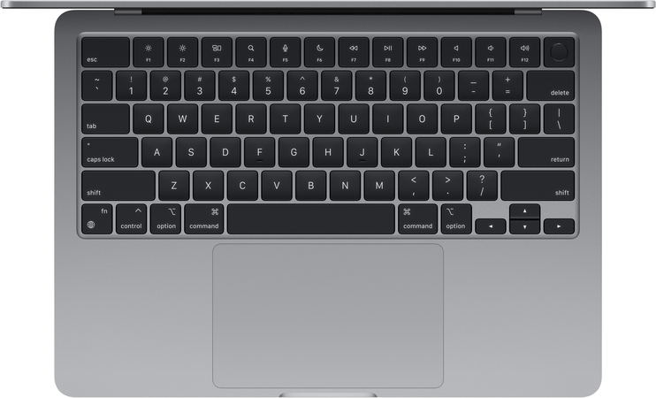 MacBook Air 13" (M3, 8C CPU/8C GPU, 2024), 8 ГБ, 256 ГБ SSD Space Gray (MRXN3), Цвет: Space Gray / Серый космос, Жесткий диск SSD: 256 Гб, Оперативная память: 8 Гб, изображение 3
