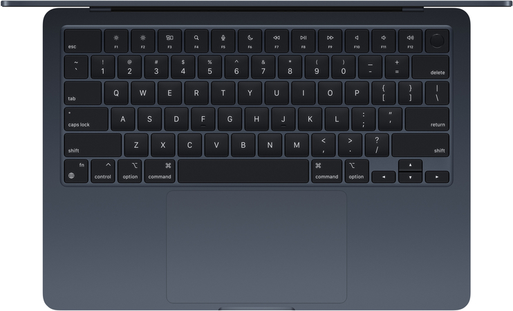 MacBook Air 13" (M3, 8C CPU/10C GPU, 2024), 8 ГБ, 512 ГБ SSD Midnight (MRXW3), Цвет: Midnight / Тёмная ночь, Жесткий диск SSD: 512 Гб, Оперативная память: 8 Гб, изображение 3