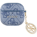 Чехол для Airpods 4 Guess PU leather 4G with Classic metal logo and Diamond charm Blue