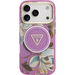 Чехол для iPhone 17 Pro Guess IML Glitter Flowers Triangle logo Metal Cam Hard Purple