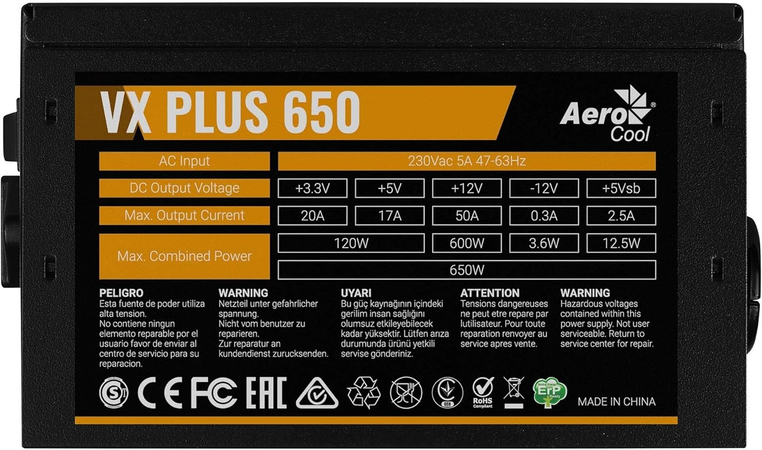 Блок питания AeroCool VX PLUS 650W (VX-650 PLUS), изображение 4
