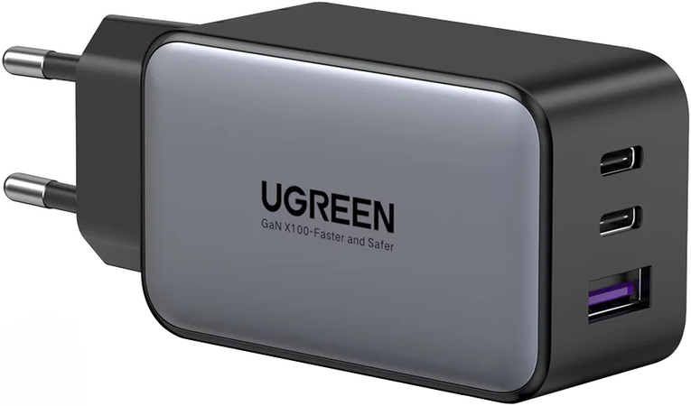 Сетевое зарядное устройство UGREEN CD244 Nexode 65W USB-A+2*USB-C GaN Tech Fast Charger серый